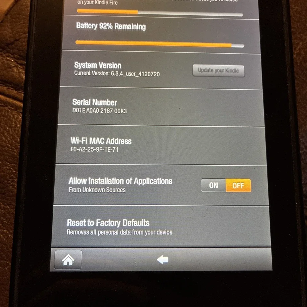 kindle fire working great unsure year or system